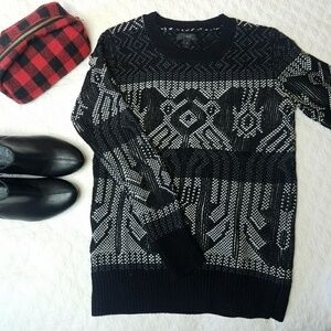 J Crew Mixed Stitch blanket sweater sz XS aztec